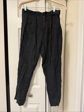 Joie Black 100% Linen Drawstring Pants size 4